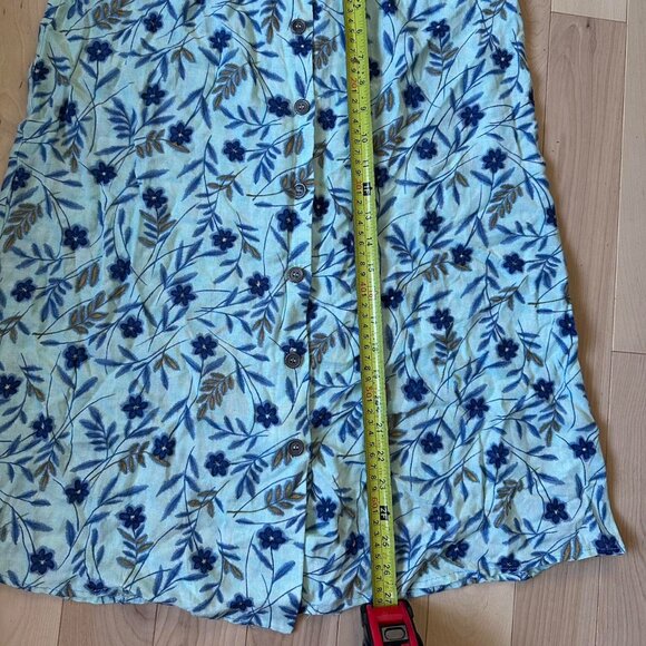 Vintage Floral Midi Skirt – Viscose Linen Blend, Button Front - Picture 5 of 8